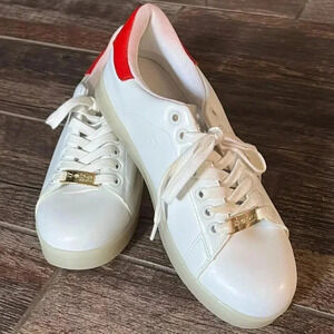 Bebe Sport White & Red Sport Kenedy Fashion Gym Shoes Women's Size 8.5